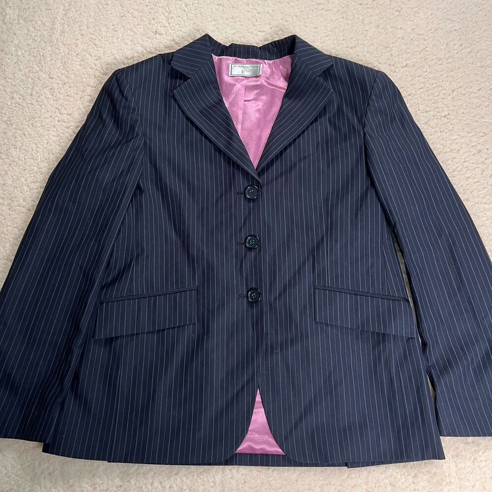 WELLINGTON Horse Show Hunt Coat Black w/ Metallic Pinstripes Washable Sz 14F